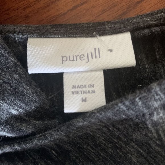 J. Jill Pure Charcoal Gray Knot Draped Back l/s Stretch Shirt knot back size M - Picture 8 of 11